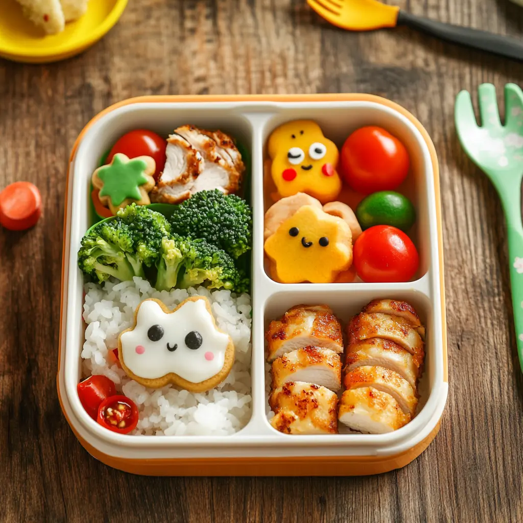 Creative bento box lunch for kids with colorful and balanced foods.