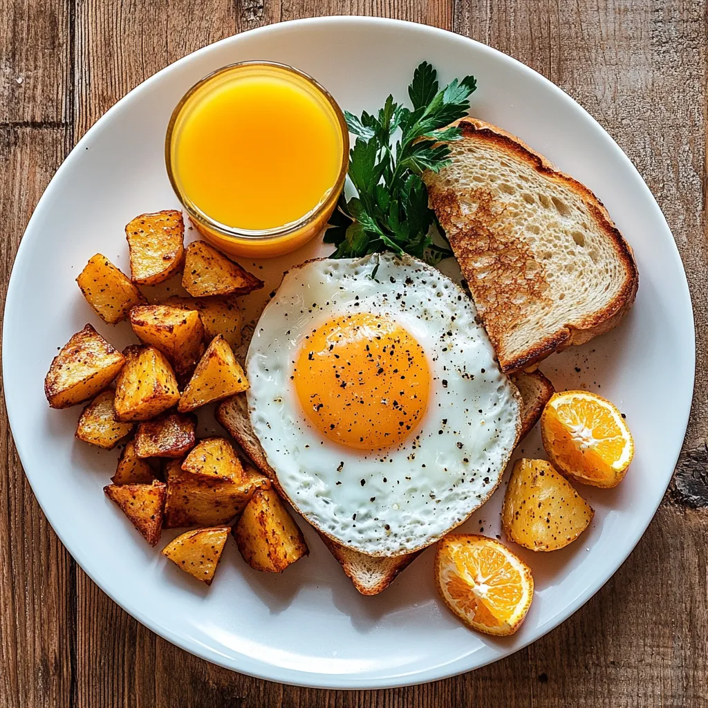  A classic American breakfast with eggs and toast.