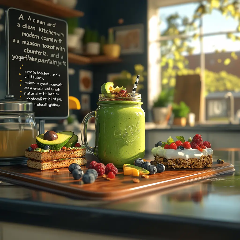 Quick and healthy breakfast options including smoothies, avocado toast, and yogurt parfaits.