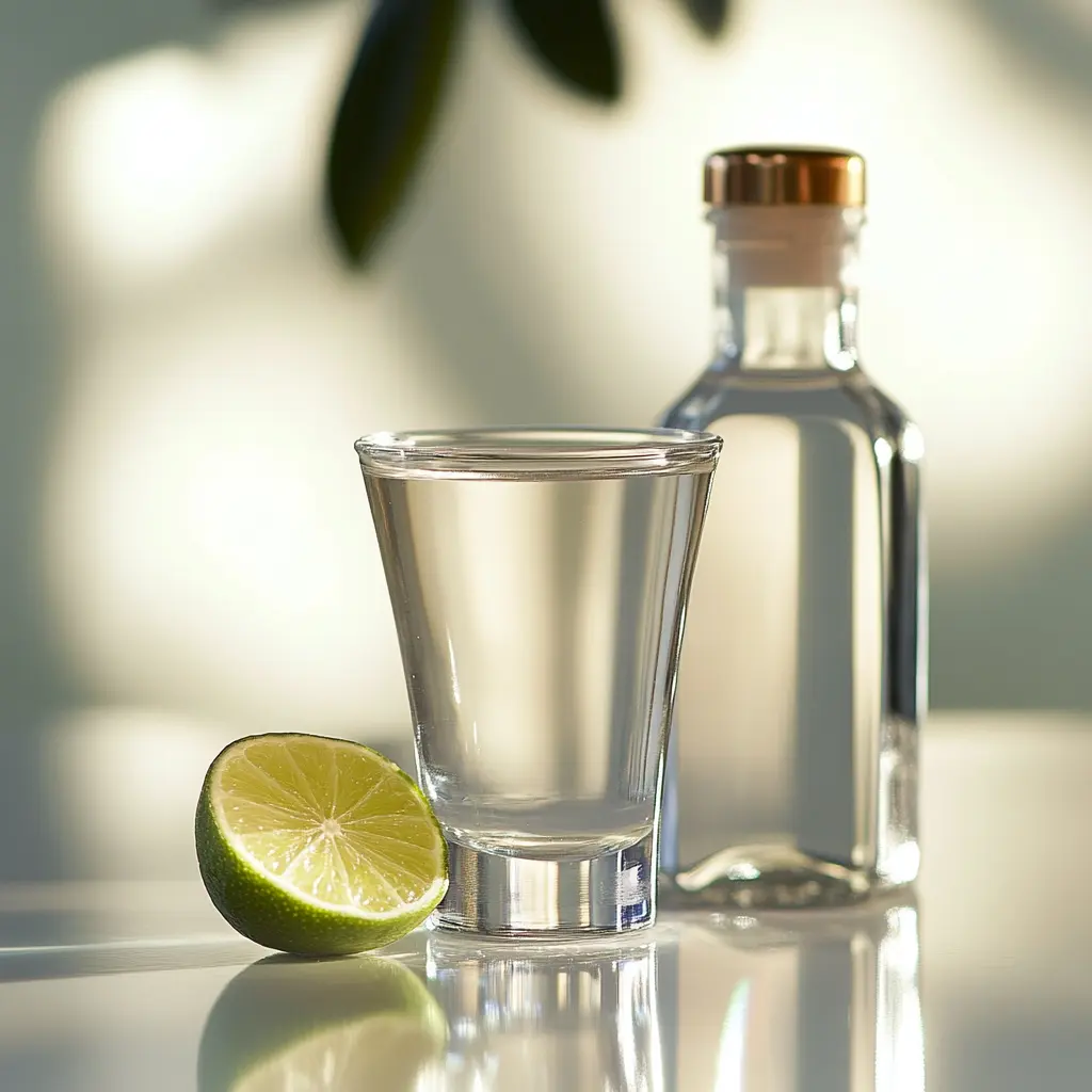 White tea shot variation with vodka in shot glass