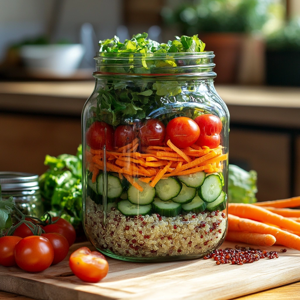 Mason jar salad with fresh ingredients