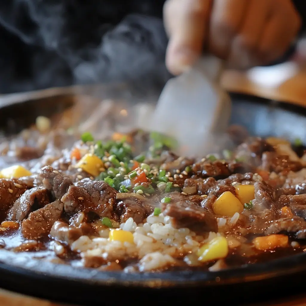 Pepper Lunch sizzling hot plate cooking ingredients