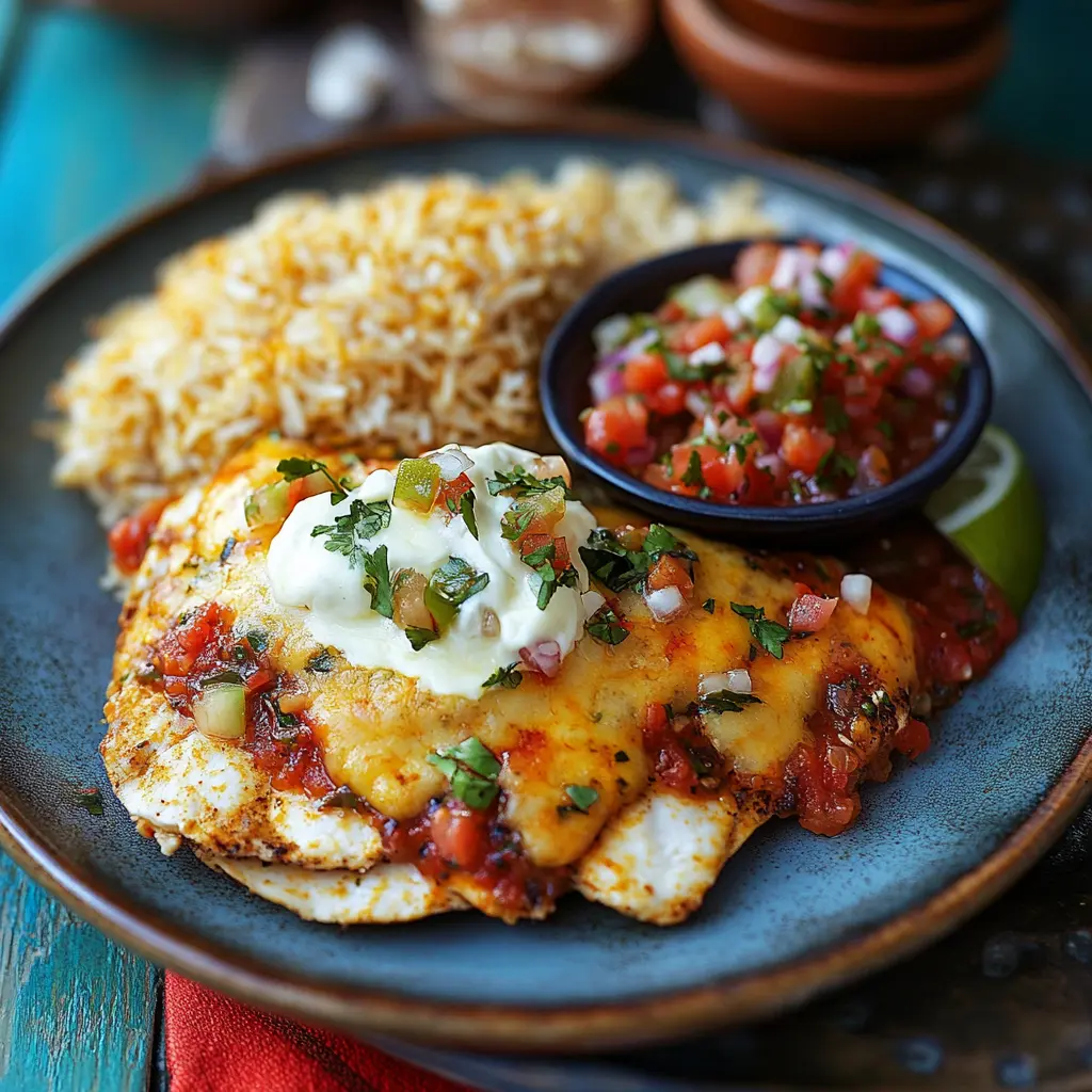 Mexican-inspired chicken parmesan with vibrant sides.