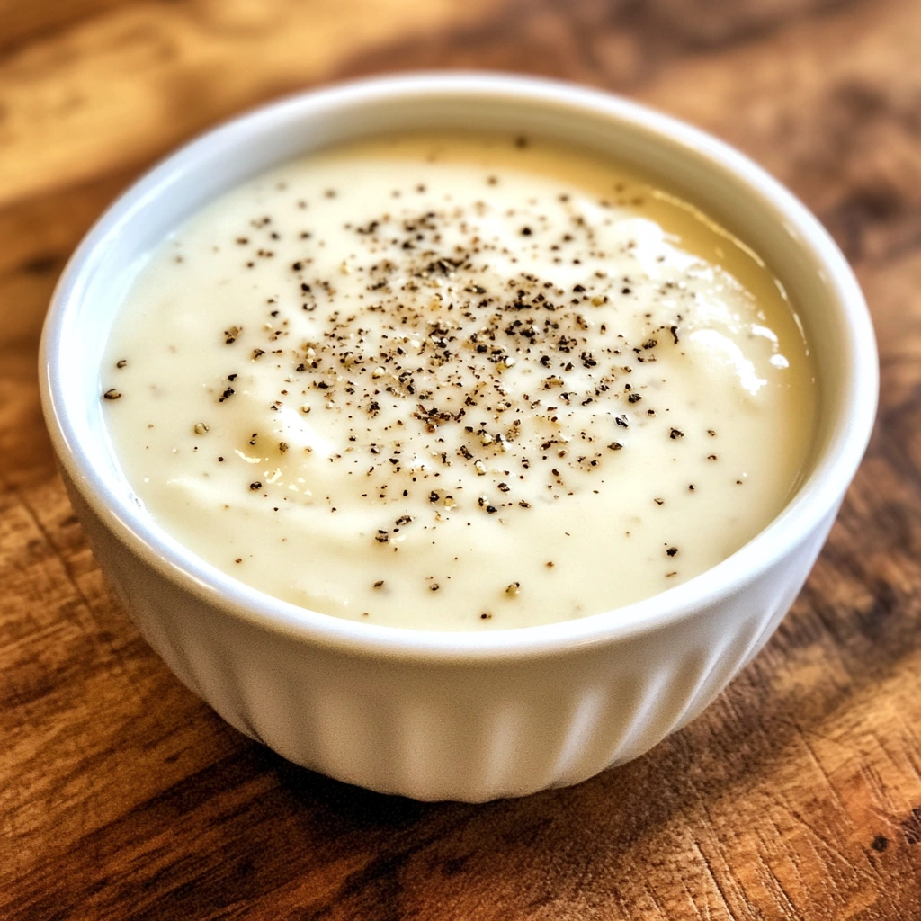 Finished white sauce garnished with nutmeg