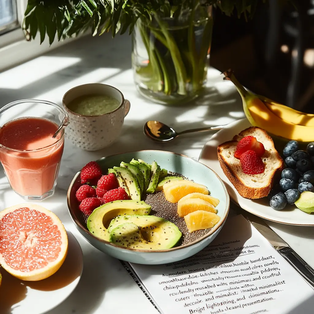 A modern plant-based breakfast spread.