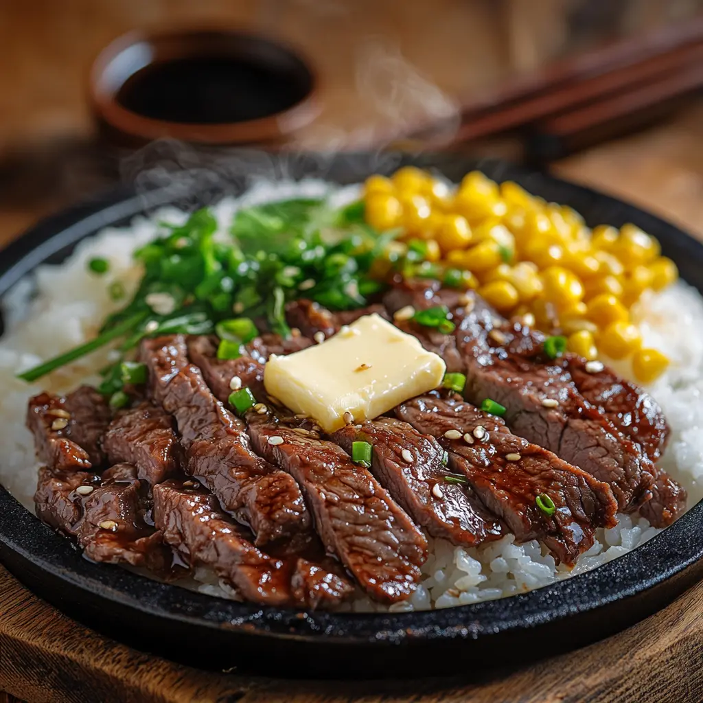 Sizzling pepper lunch recipe on a hot plate