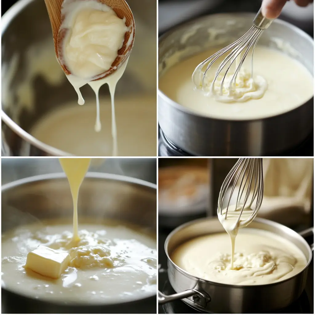 Step-by-step process for making white sauce