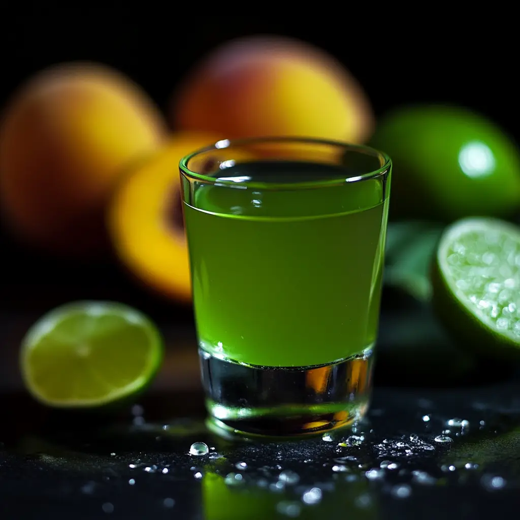 Green Tea Shot with lime and peach