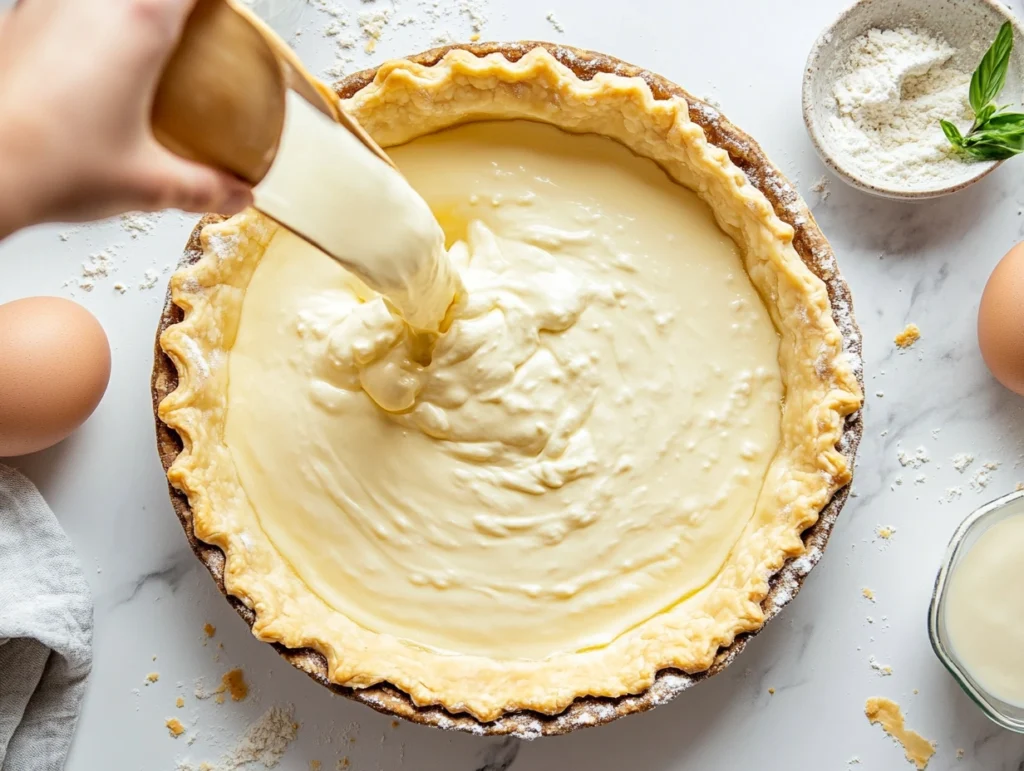 Ricotta cheese pie ready to bake