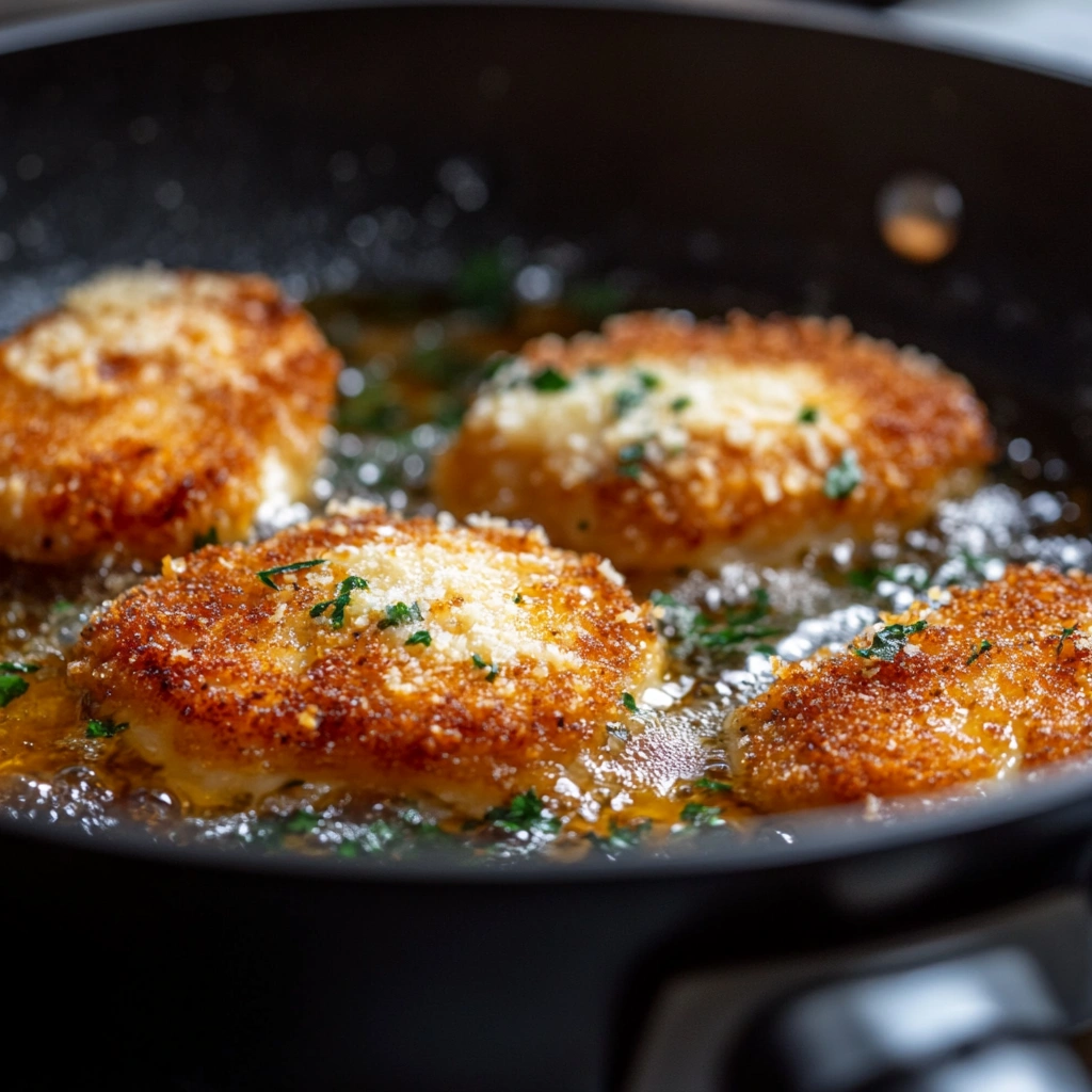 Cooking breaded chicken parmesan