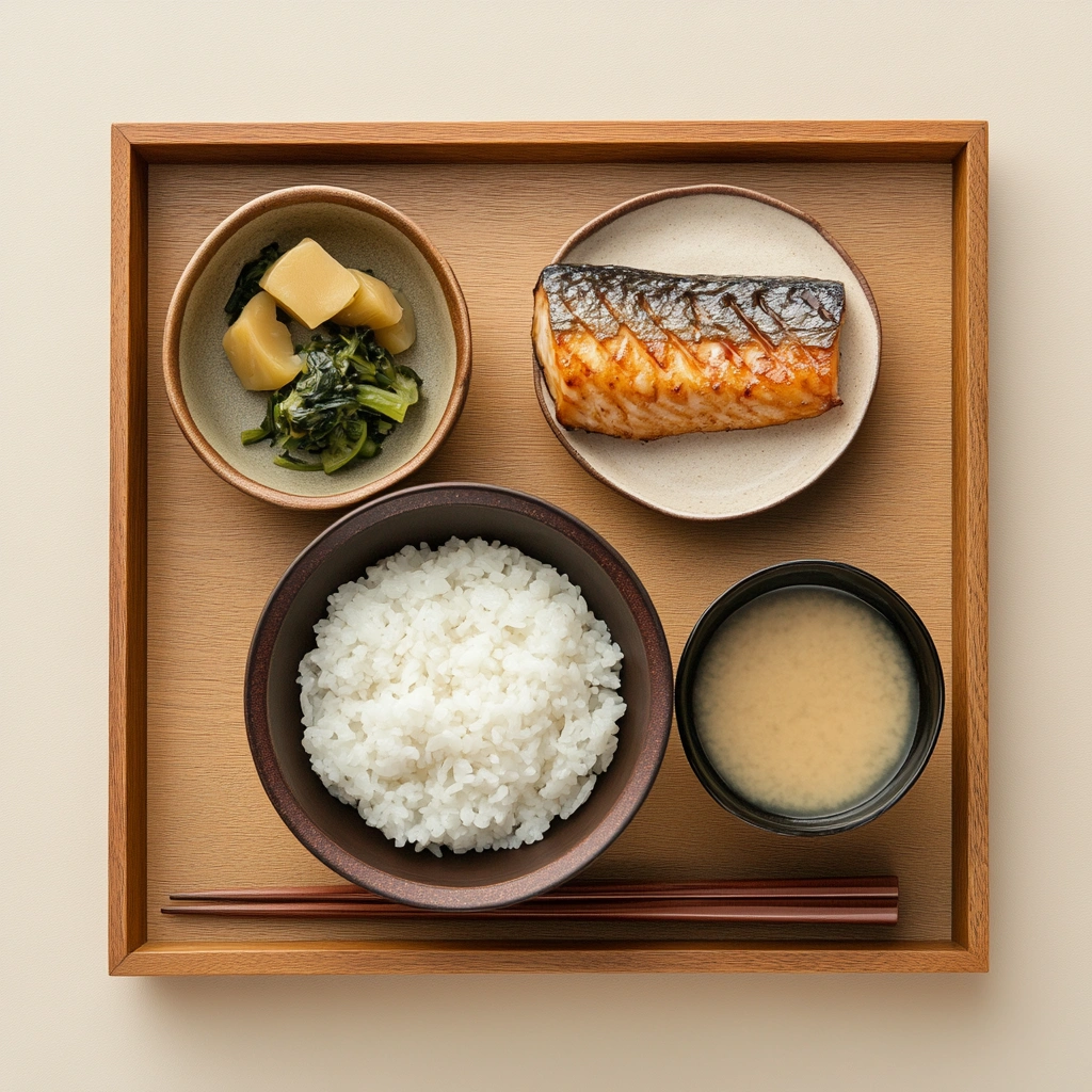 Traditional Japanese breakfast set.