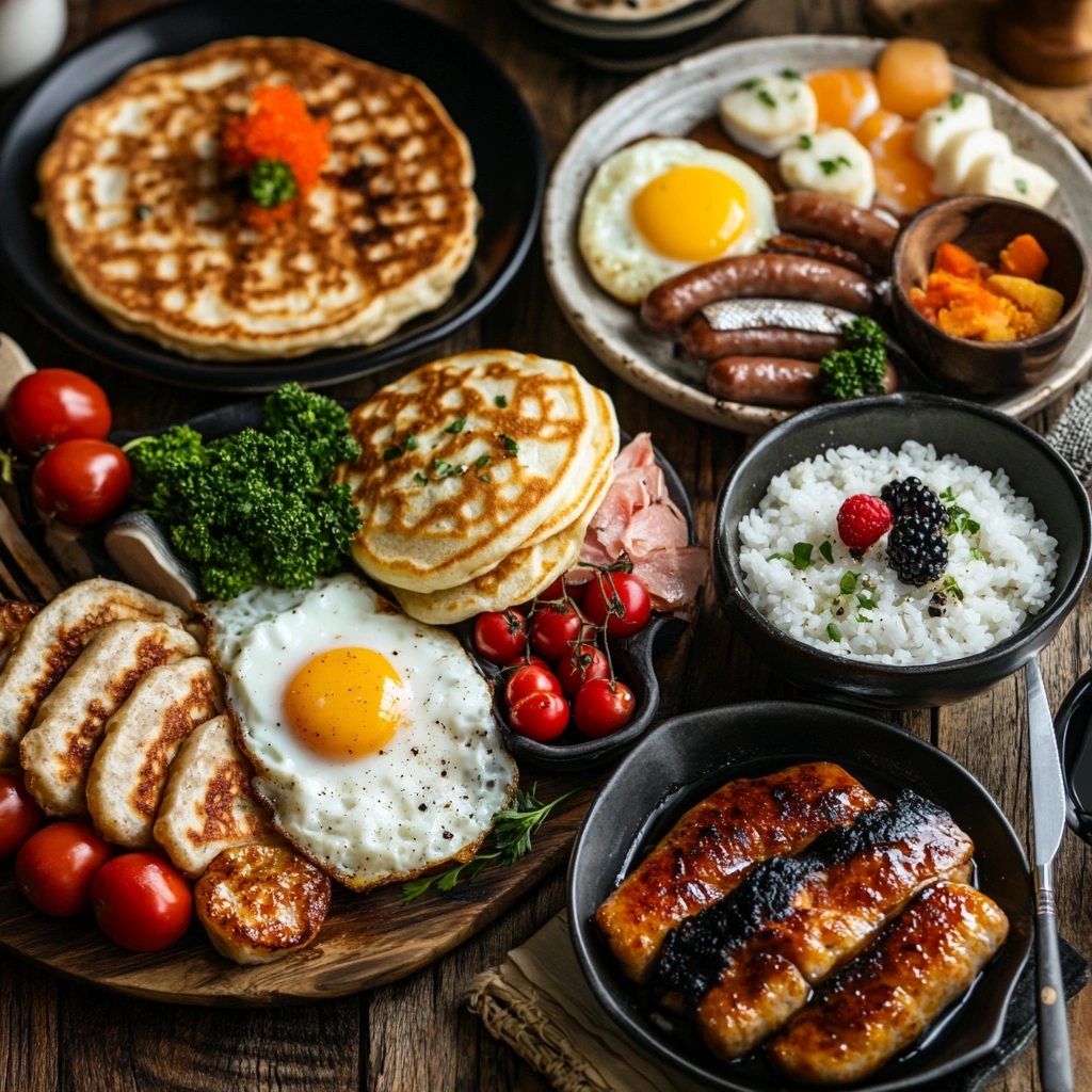 Traditional breakfast dishes from around the world.